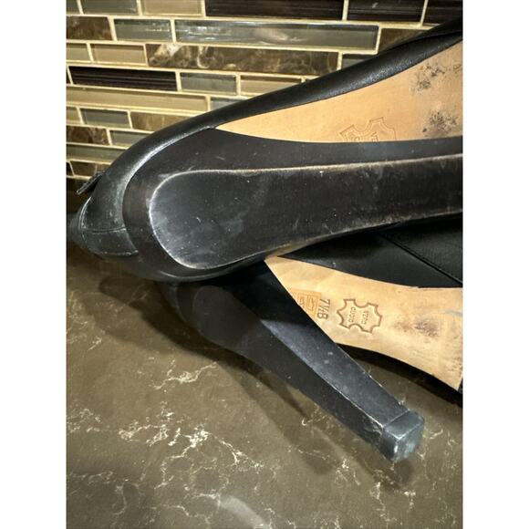 CHARLES DAVID Black Leather Studded High Heel Platform Booties Boot Size - Picture 9 of 9